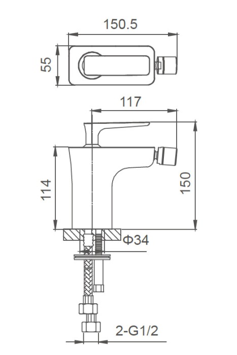 Смеситель для биде, Wonzon & Woghand Shark, WW-485001-CR цвет: хром