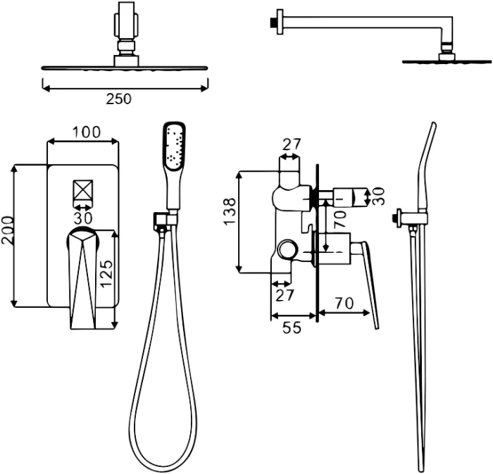Душевой комплект, белый, Venturo Boheme 384-W