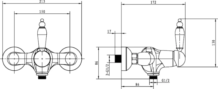 Смеситель для душа, бронза, Medici Boheme 304