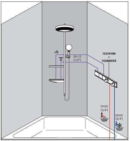Душевая система скрытого монтажа без смесителя Rainfinity Hansgrohe, белый арт. 26842700
