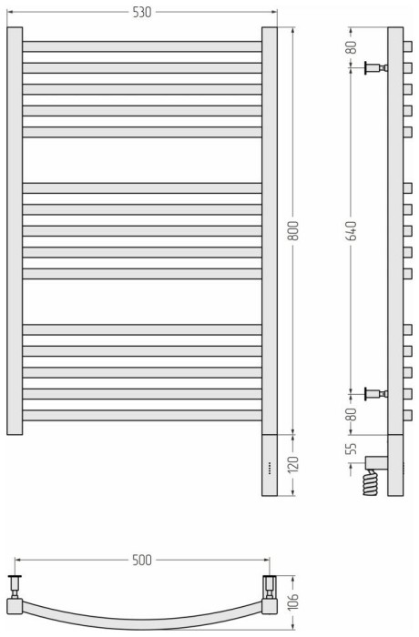 Сунержа Электрический полотенцесушитель 1200x600, Аркус 3.0, 03-5705-8050 цвет: золото