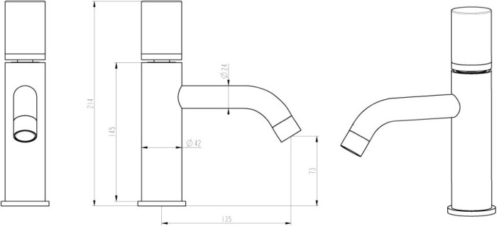 Смеситель для раковины, черный, Stick Boheme 121-B-MR-B