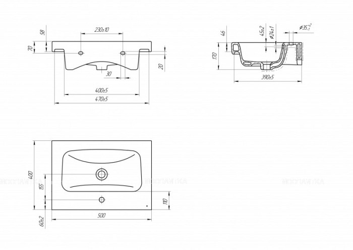 Раковина Cersanit Moduo 50x40 см арт. S-UM-MOD50/1