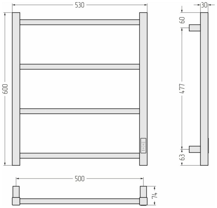 Стилье Электрический полотенцесушитель 1000x300, Формат 26, 12526-6050 цвет: белый