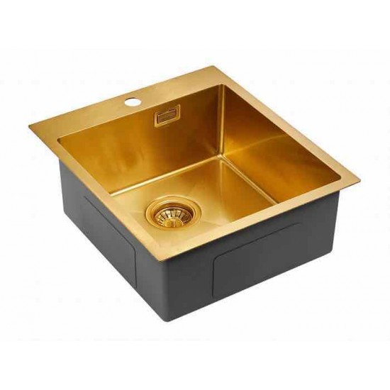 Мойка для кухни нержавеющая 450х510мм Paulmark NECKAR, брашированное золото - PM804551-BG