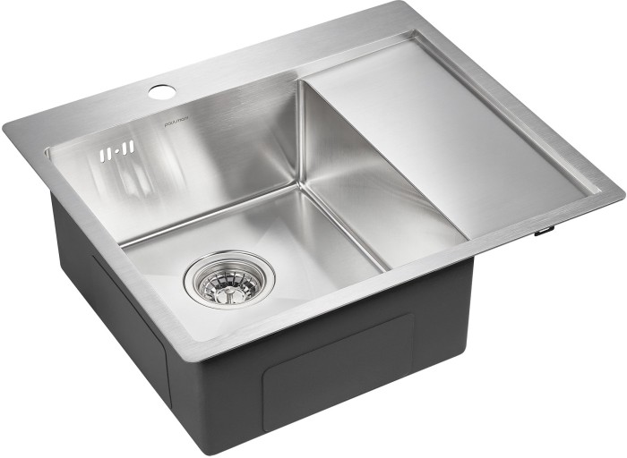 Мойка для кухни нержавеющая 590х510мм Paulmark FLANK, брашированная нерж. сталь, левая - PM225951-BSL