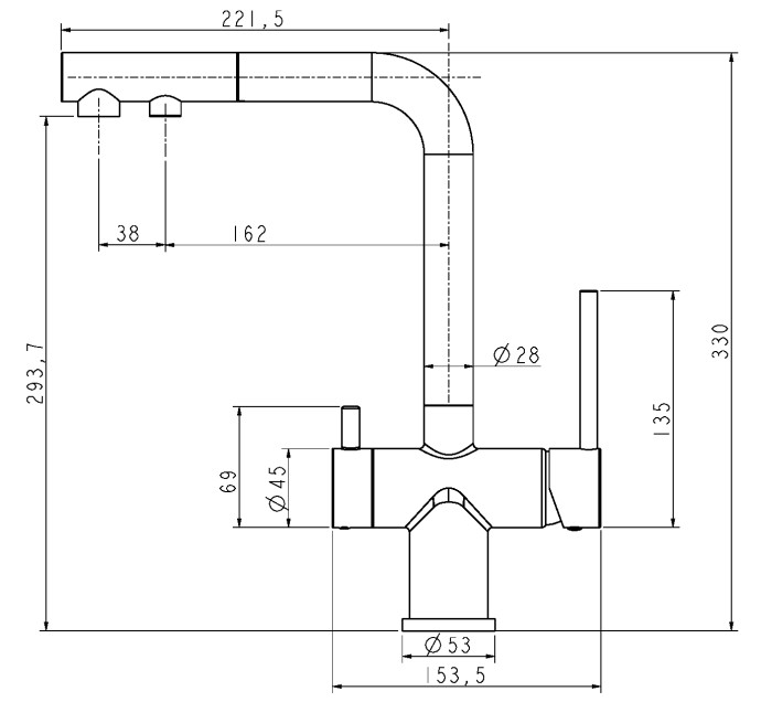 Смеситель для кухни  Paulmark SERPENTINE, графит - Se213222-DG