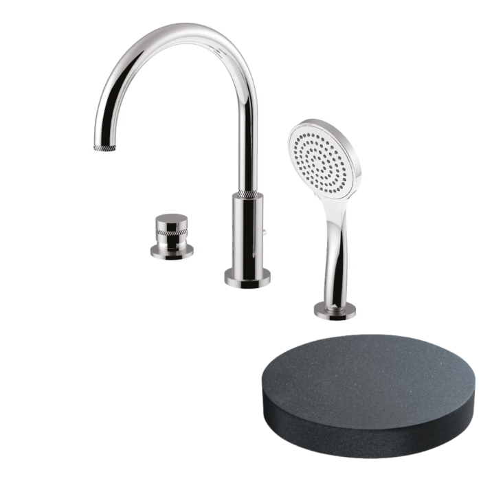 Смеситель на борт ванны на 3 отверстия, излив, ручной душ, переключатель, Giulini My ring deluxe, графит арт. MR0065BDDLGF