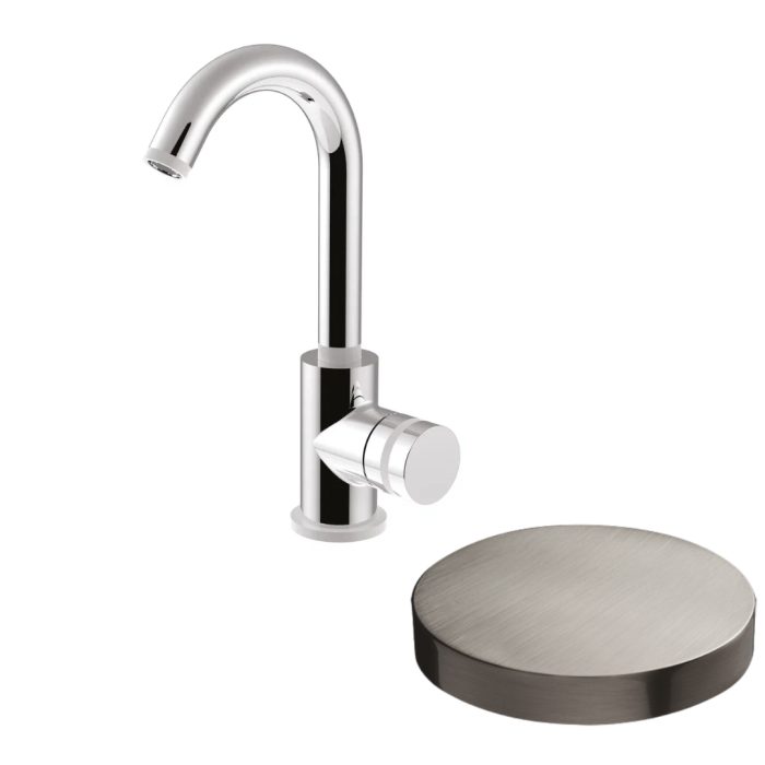 Смеситель для раковины, поворотный излив, однорычажный, Giulini My ring, никель матовый арт. MR0085/SCNKO