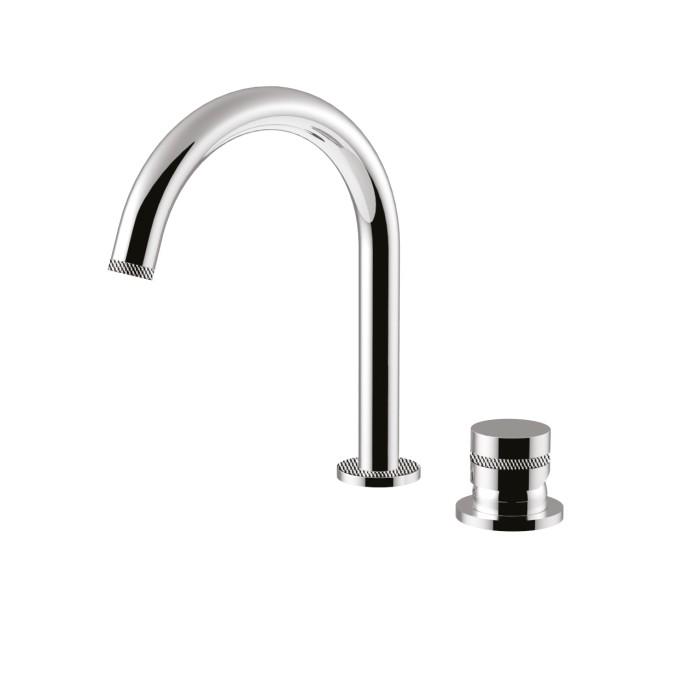 Смеситель для раковины на 2 отверстия, однорычажный, поворотный излив, без донного клапана, Giulini My ring deluxe, хром арт. MR40/SCDL