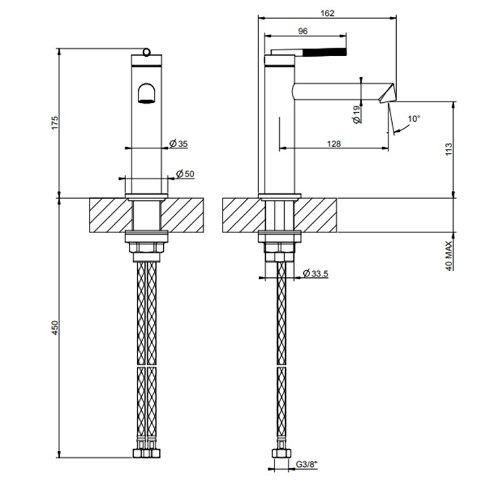 Смеситель для раковины, с соединительными шлангами, Gessi Ingranaggio, black metal brushed pvd арт. 63502#707