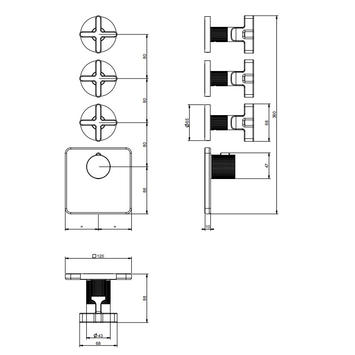 Смеситель для душа, встраиваемый, термостатический, Gessi Inciso, хром арт. 58346#031