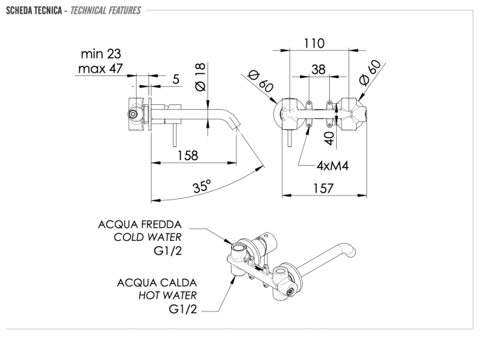 Смеситель для раковины Remer X Style Inox 15,8см цвет нержавеющая сталь арт. SSX15P