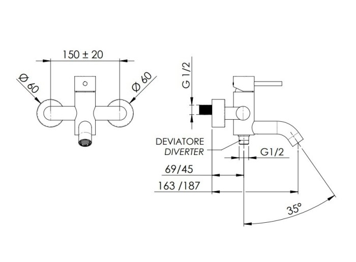Смеситель для ванны никель матовый, Remer X Style, внешнего монтажа X05NPO