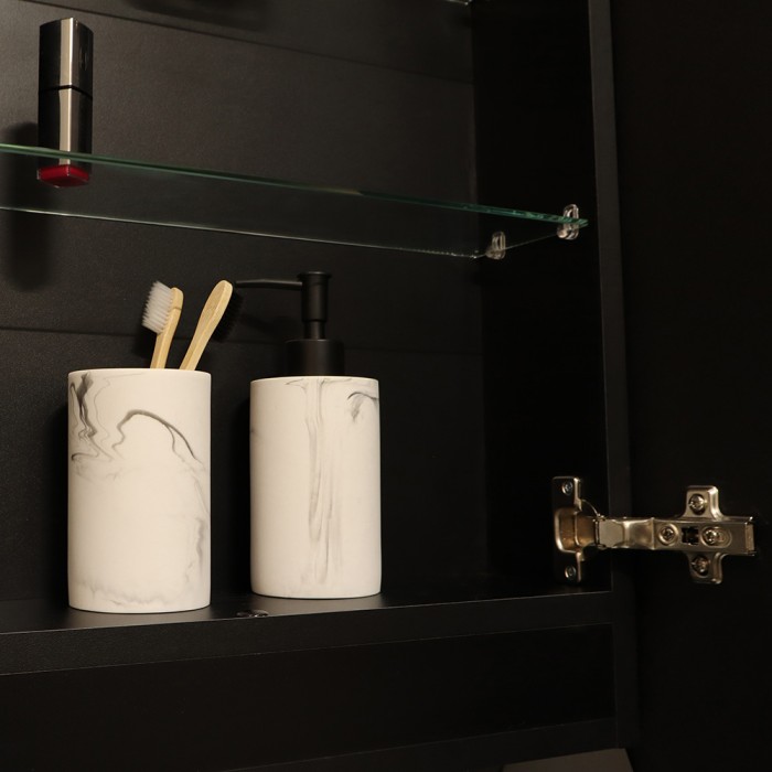 Зеркало-шкаф Black 500х1000 - 3.1 ЖК-часы, подогрев, сенсорный выключатель с функцией диммера, Azario Soho - LED-00002612