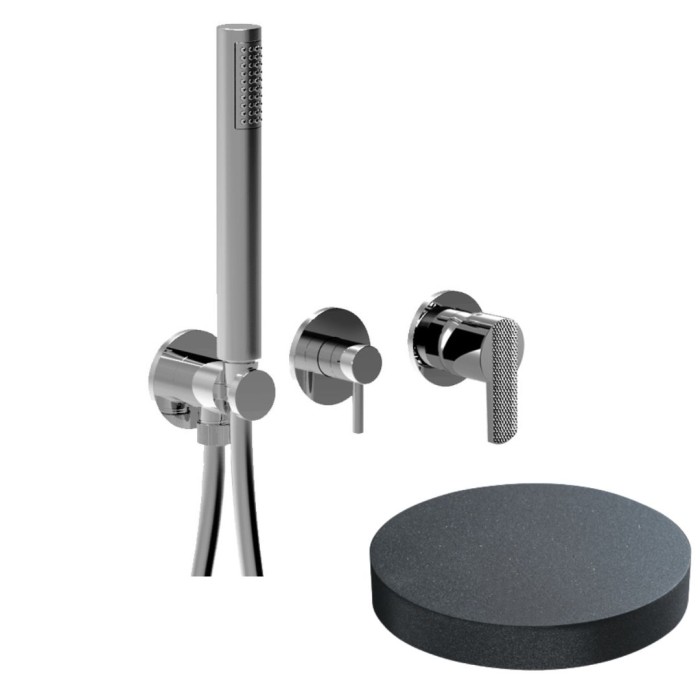 Встраиваемый смеситель для душа на 2 режима, однорычажный, поворотный переключатель, ручной душ + 1 доп. вывод воды, Giulini Surf deluxe, графит арт. 58X5301DLGF