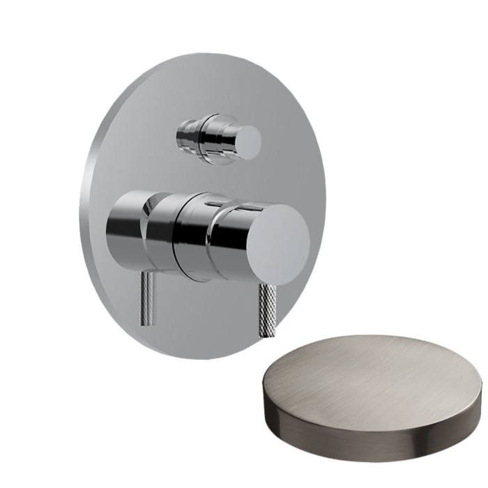 Внешняя часть смесителя для душа встраиваемого, на 2 режима, с кнопкой-переключателем, Giulini My future deluxe, никель матовый арт. 5963DEPNKO