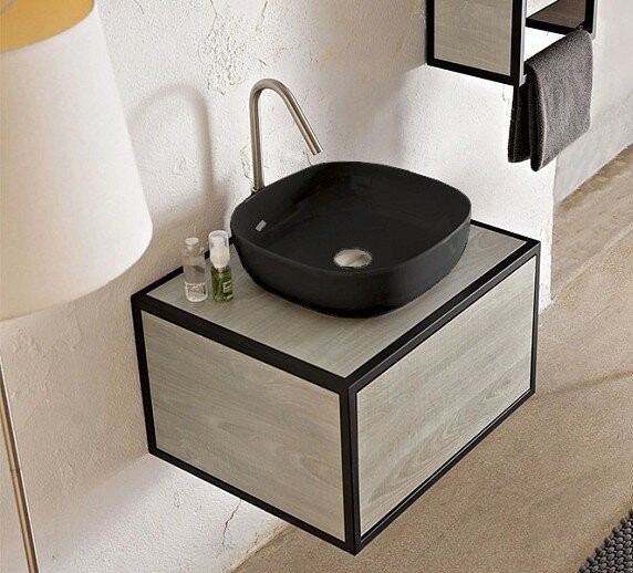 Раковина накладная, без перелива, без отверстий, цвет черный матовый с антибактериальным и грязеотталкивающим покрытием BIOKER, Scarabeo Glam - 1806 49 BK