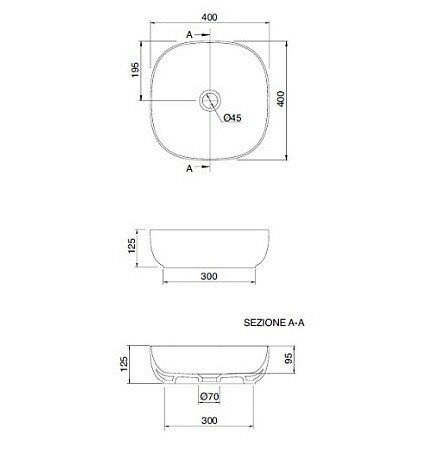 Раковина накладная, без перелива, без отверстий, цвет черный матовый с антибактериальным и грязеотталкивающим покрытием BIOKER, Scarabeo Glam - 1806 49 BK