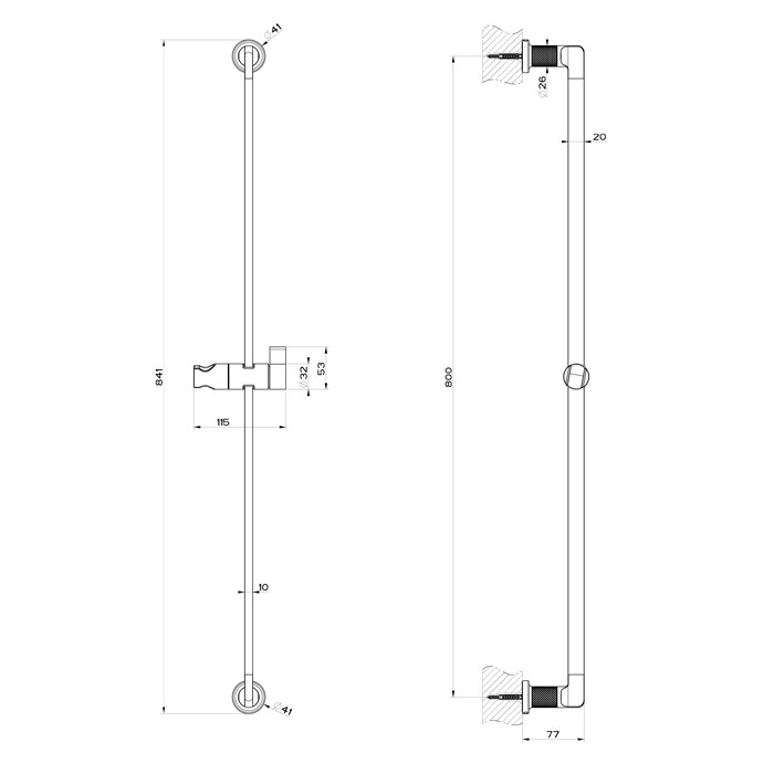 Штанга для душа, Gessi Inciso, finox арт. 58144#149