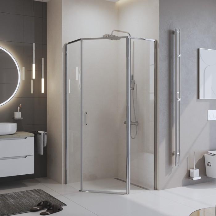 Душевой уголок 90x195 BelBagno, глянцевый хром, Uno-195 арт. UNO-195-P-1-80-C-Cr