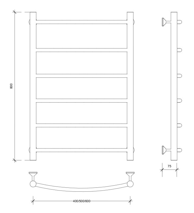 Полотенцесушитель водяной 80x60 Милан 1 (хром) Secado арт. 4603777444570