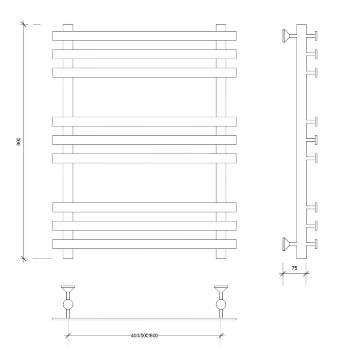 Полотенцесушитель водяной 80x50x60 Понтида плюс (хром) Secado арт. 4603759403649