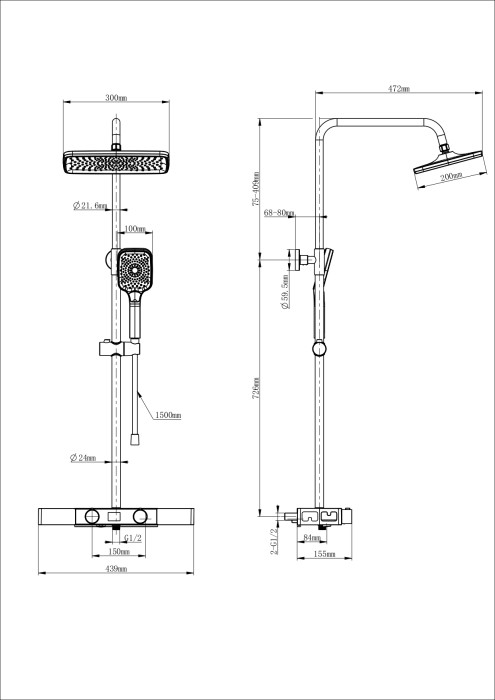 Душевая система, Wonzon & Woghand, WW-B3552-BG цвет: золото