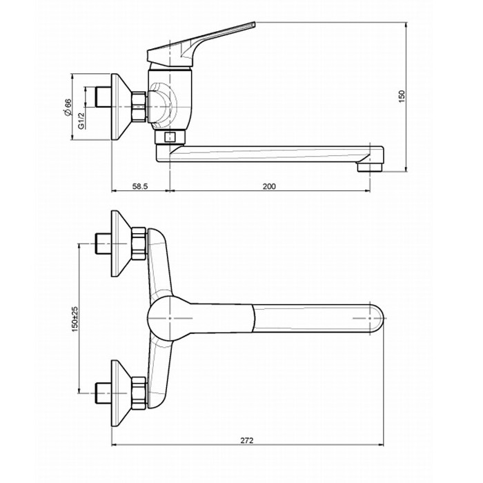Fima Carlo Frattini Смеситель для кухни, настенный монтаж, Kitchen, F3766CR цвет: хром