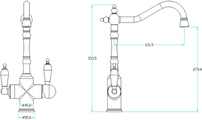 Смеситель для кухни с краном с кристаллом swarovski, Boheme Kitchen - 113-SW