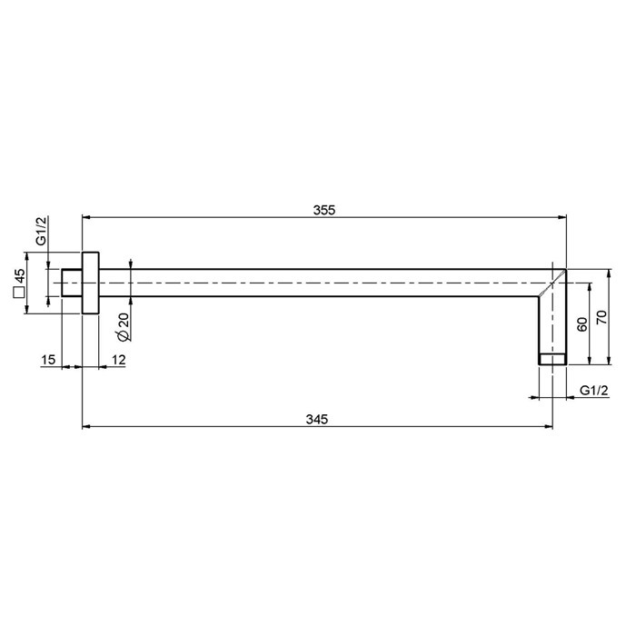 Fima Carlo Frattini Держатель верхнего душа 350 мм., для монтажа на стену, Wellness, F2538NS цвет: чёрный