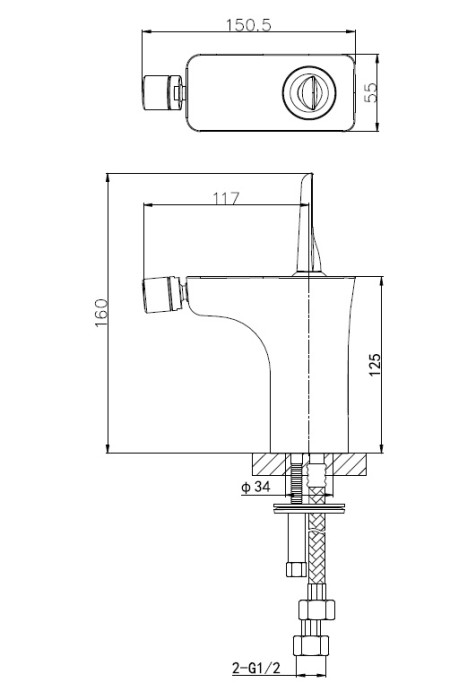 Смеситель для биде, Wonzon & Woghand Shark, WW-48B5001-CR цвет: хром