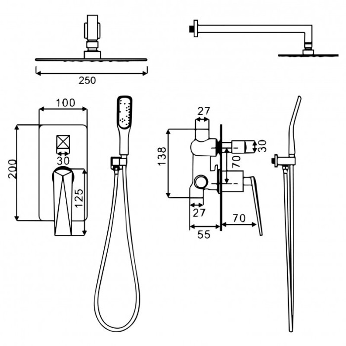 Душевой комплект, белый, Venturo Boheme 374-W