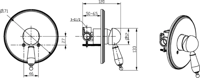 Смеситель для душа, бронза, Medici Boheme 305