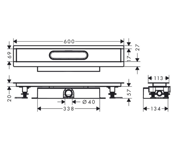 Монтажная часть для душа universal для установки на уровне пола с внешней частью 60 uBox Hansgrohe, см арт. 56016180
