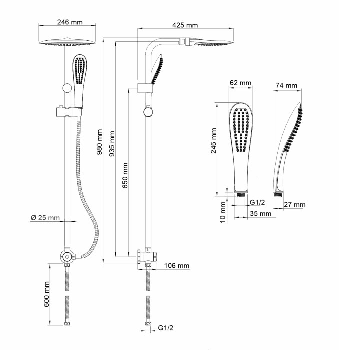 Душевая система WasserKRAFT арт. A045