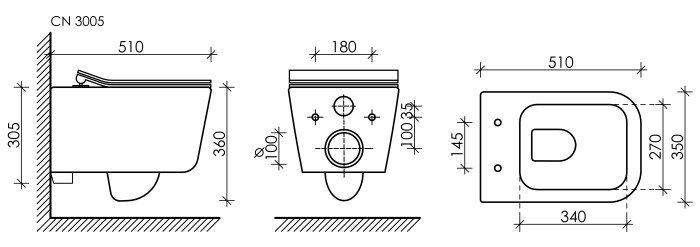 Подвесной унитаз с сиденьем Ceramicanova New day, белый арт. CN3005