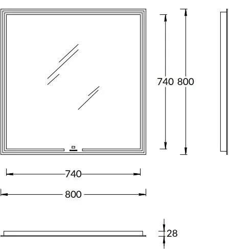 Зеркало MIO прямоугольное с диммером 800x800, Mio Kerama Marazzi, белый - MIO.mi.80\WHT