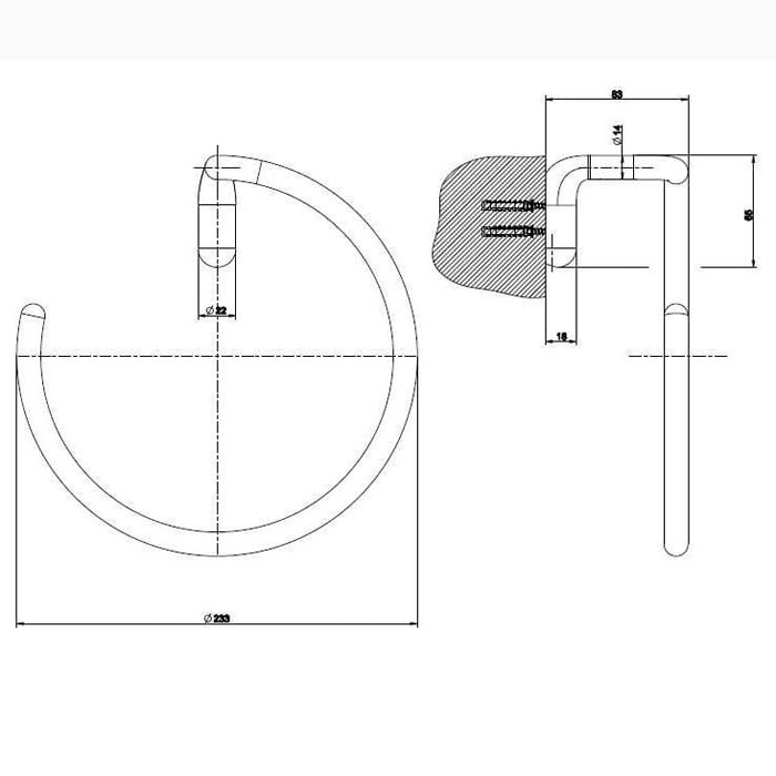 Полотенцедержатель 23.3см., "кольцо", подвесной, Gessi Goccia, хром арт. 38109#031