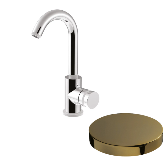 Смеситель для раковины, поворотный излив, однорычажный, Giulini My ring, золото арт. MR0085/SCO