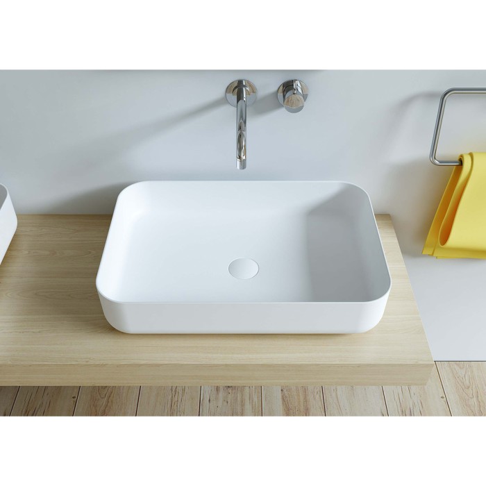 Раковина 600x400x130 накладная из искусственного камня, белая, Azario FRETTA ROUND - AZ-1358S