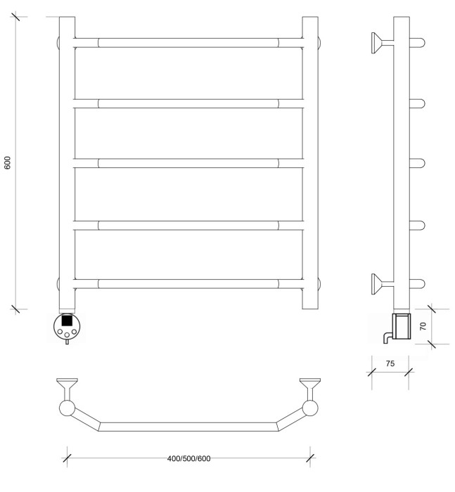 Полотенцесушитель электрический 60x40 Агата 1 Secado арт. 4673739230633