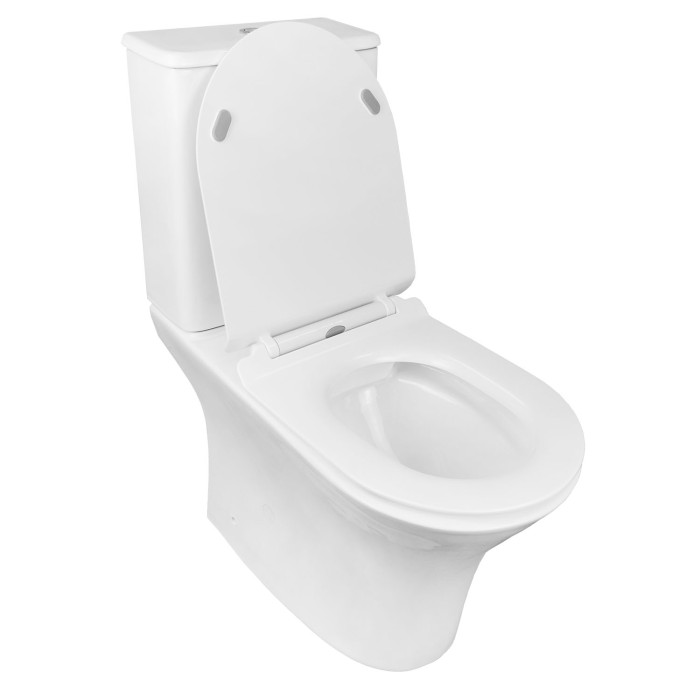 Унитаз-компакт 650x340x770 напольный, безободковый в комплекте с бачком и сиденьем микролифт, Azario FRETTA ROUND арт. AZ-7121