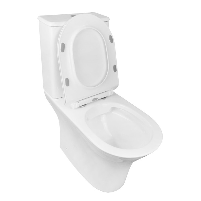 Унитаз-компакт 650x340x770 напольный, безободковый в комплекте с бачком и сиденьем микролифт, Azario FRETTA ROUND арт. AZ-7121