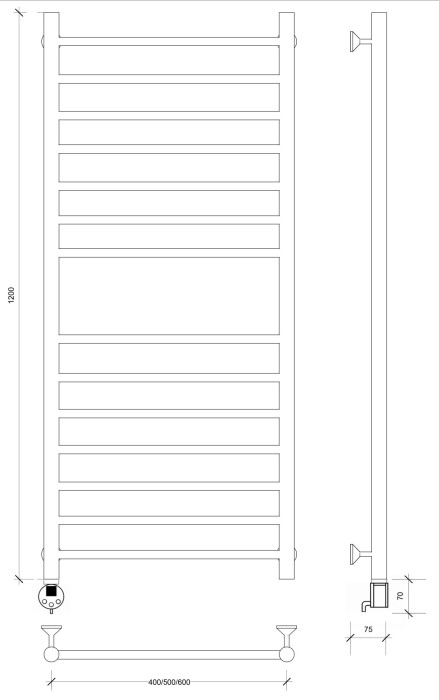 Полотенцесушитель электрический 120x40 Триада 4 Secado арт. 4673739243404
