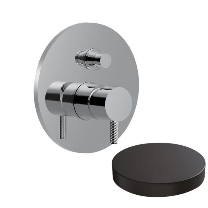 Внешняя часть смесителя для душа встраиваемого, на 2 режима, с кнопкой-переключателем, Giulini My future deluxe, черный матовый арт. 5963DEPNO