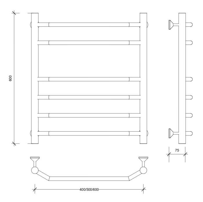 Полотенцесушитель водяной 60x40 Агата 5 (хром) Secado арт. 4603777444464