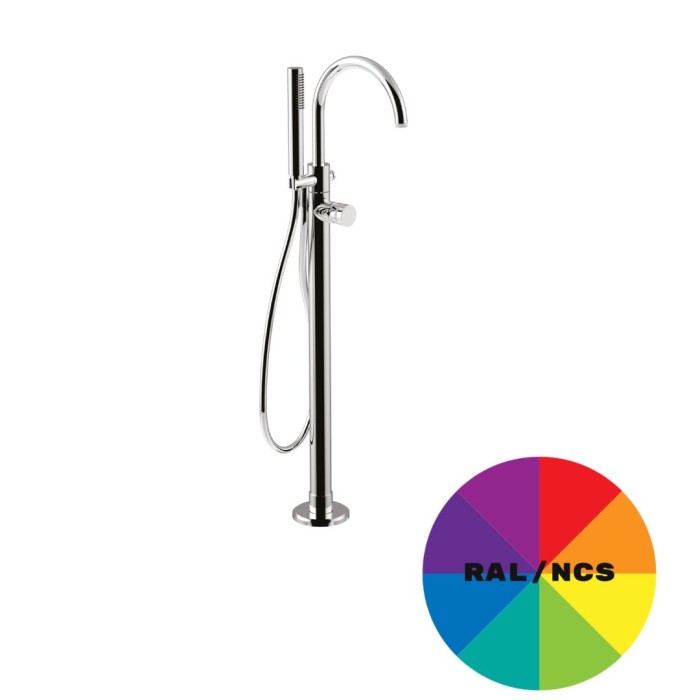Смеситель для ванны напольный отдельностоящий, излив, ручной душ, Giulini My ring, RAL арт. MR0092CC