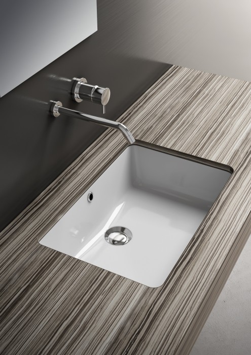 Раковина встраиваемая, 56x37.5 см, с креплениями, Olympia ceramica Sottopiano, белый глянцевый арт. LIL4456001