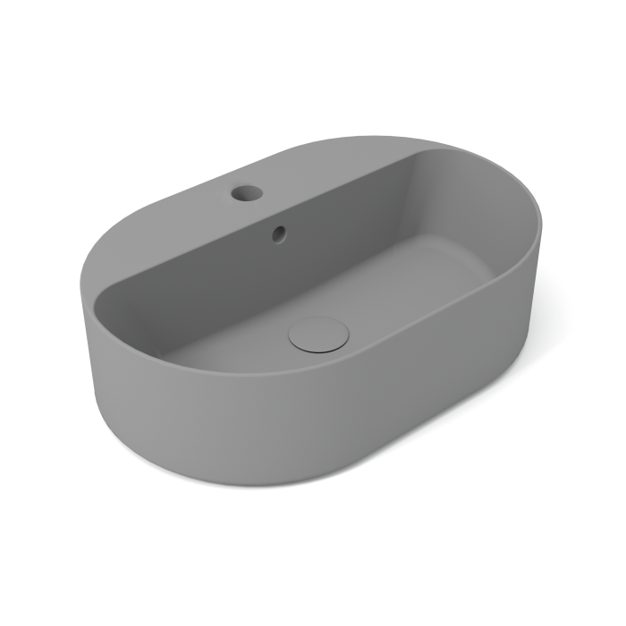 Накладная раковина с отверстием под смеситель, 60x40x17 cm, Olympia ceramica Open, серый матовый арт. OPE42OV60103